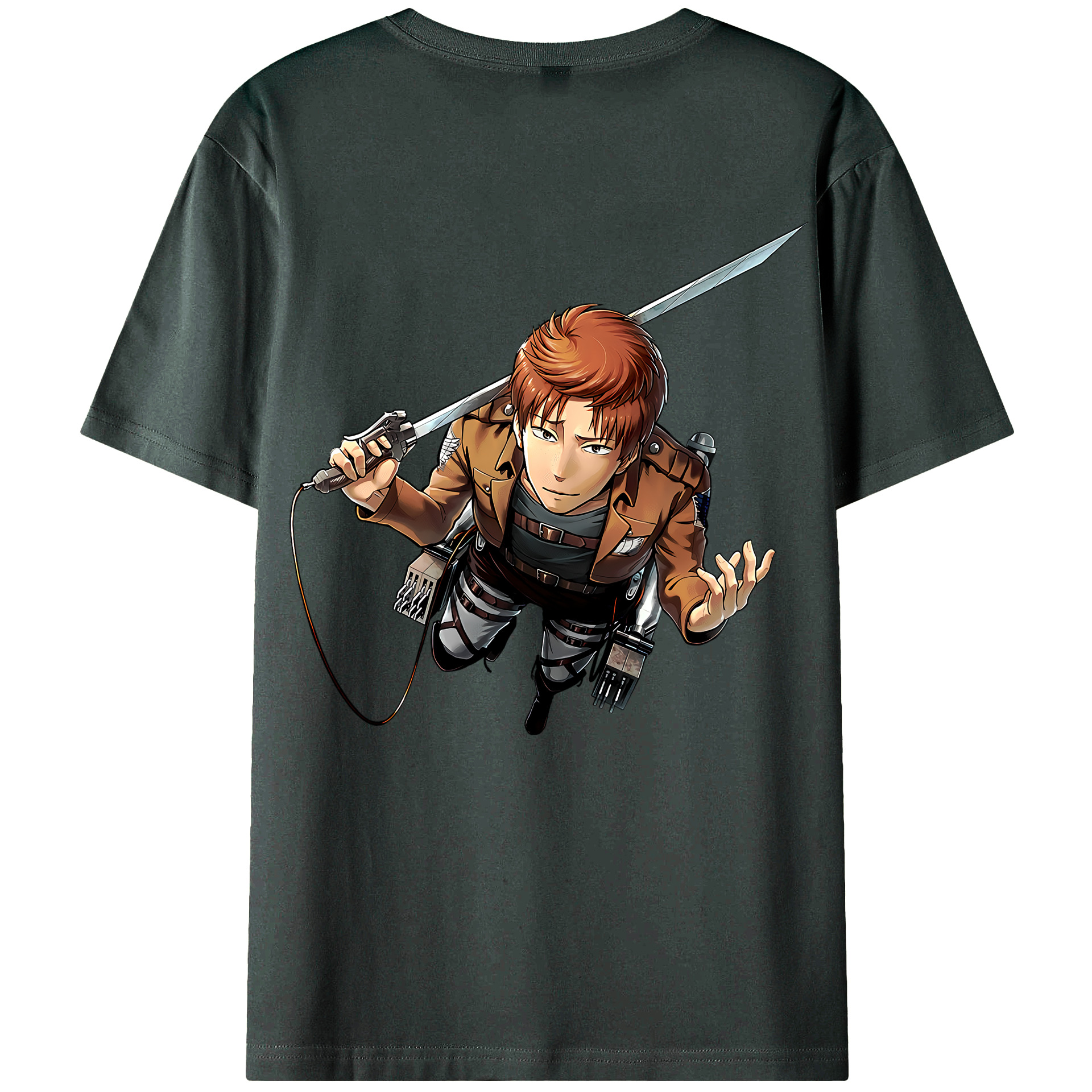 （画像用） 進撃の巨人 Attack on Titan 綿100％ メンズ半袖Tシャツ（バックプリント） 通気性